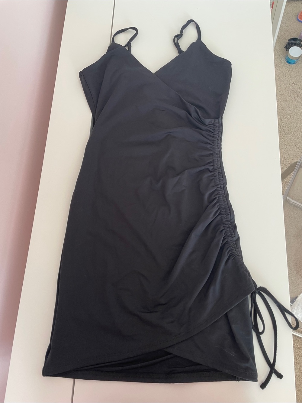 Garage Black Ruched Side Slip Mini Dress
